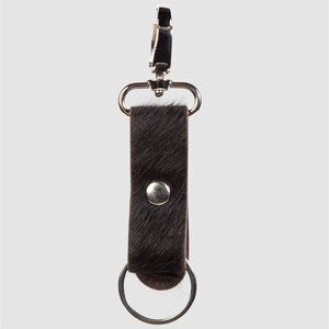 FreeBird Keychain Leather Calfhair Key Holder Black